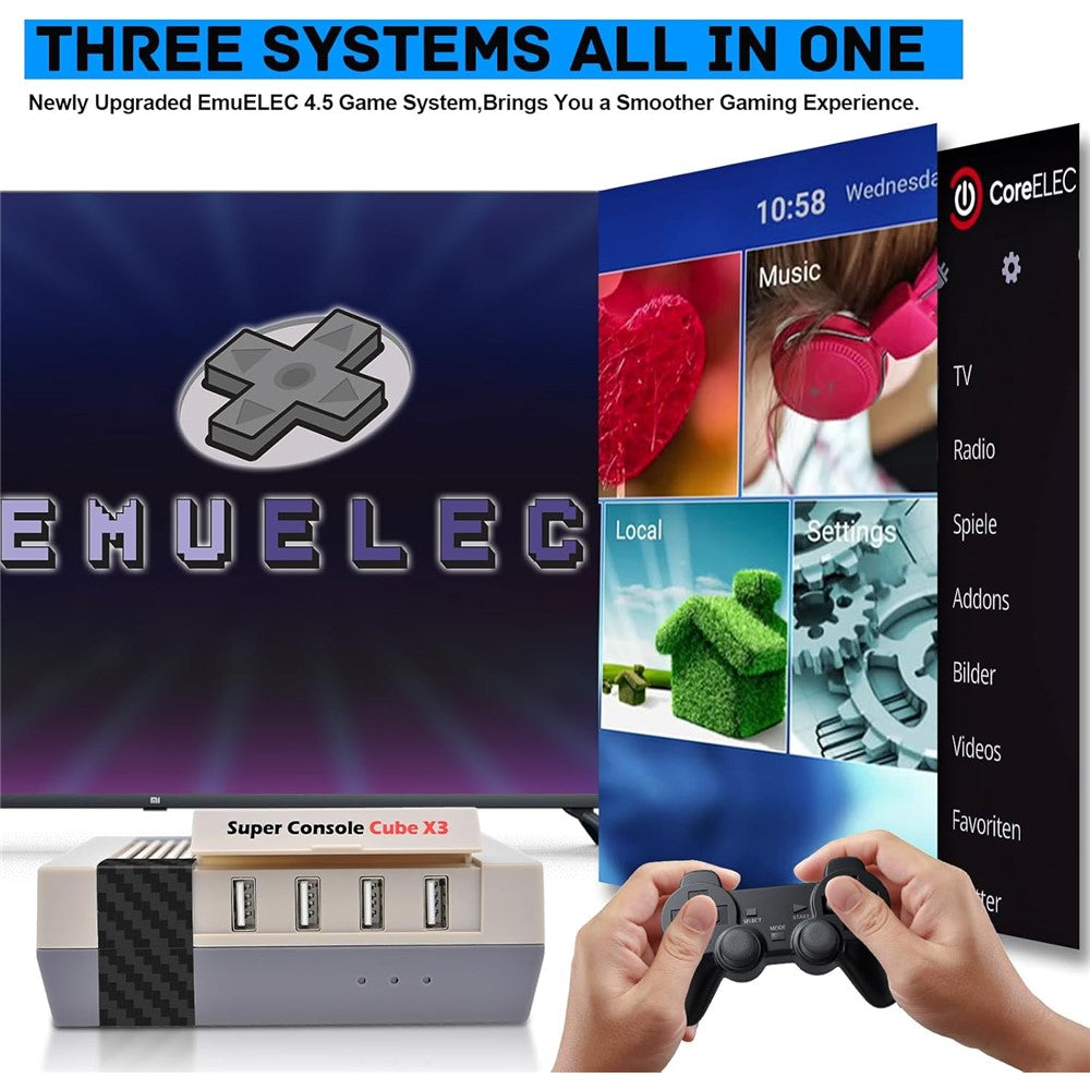 Super Console Cube X3 256GB Retro Game Console Built-in 100000+ Games EmuELEC / Android 9.0 / CoreELEC 3-System Game Box with 4K Output