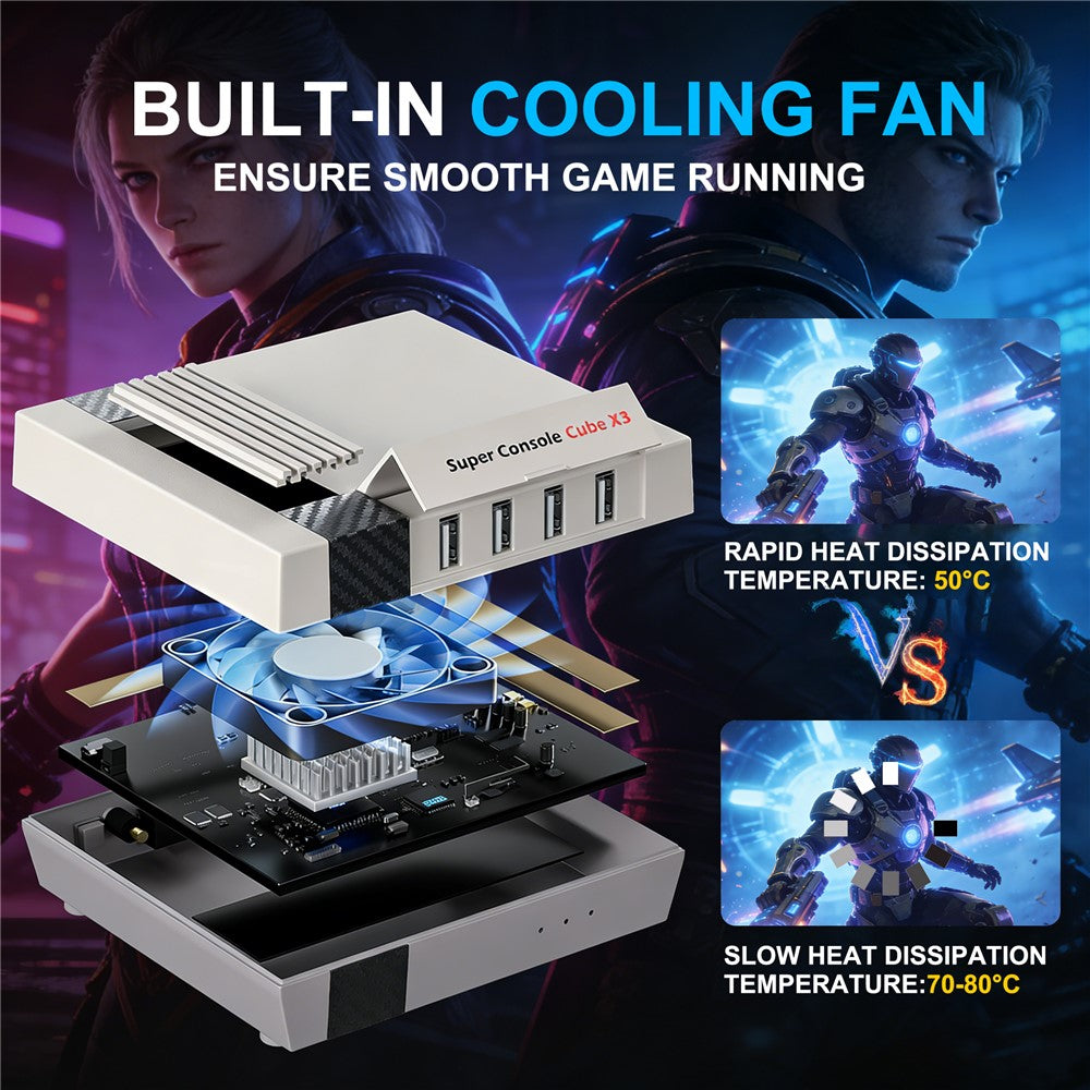 Super Console Cube X3 256GB Retro Game Console Built-in 100000+ Games EmuELEC / Android 9.0 / CoreELEC 3-System Game Box with 4K Output
