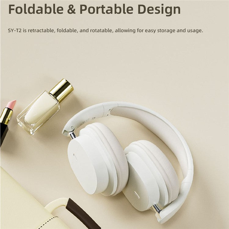 SY-T2 Wireless Over-Ear Bluetooth-compatible Headphone Foldable Headset with Built-In Noise Cancelling Microphon
