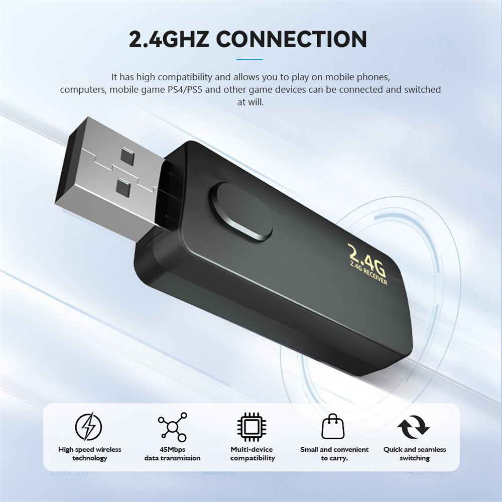 2.4G Wireless Headphone ANC Headset Bluetooth-compatible Music Gaming Earphone