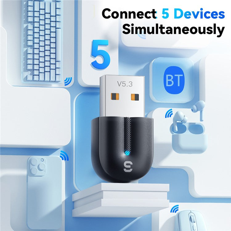 ESSAGER EBT53-BH01-P USB Bluetooth-kompatibel 5.3 Adapter Plug and Play för PC