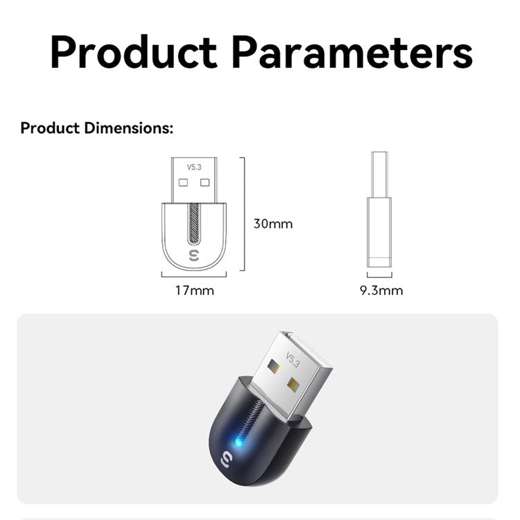 ESSAGER EBT53-BH01-P USB Bluetooth-kompatibel 5.3 Adapter Plug and Play för PC