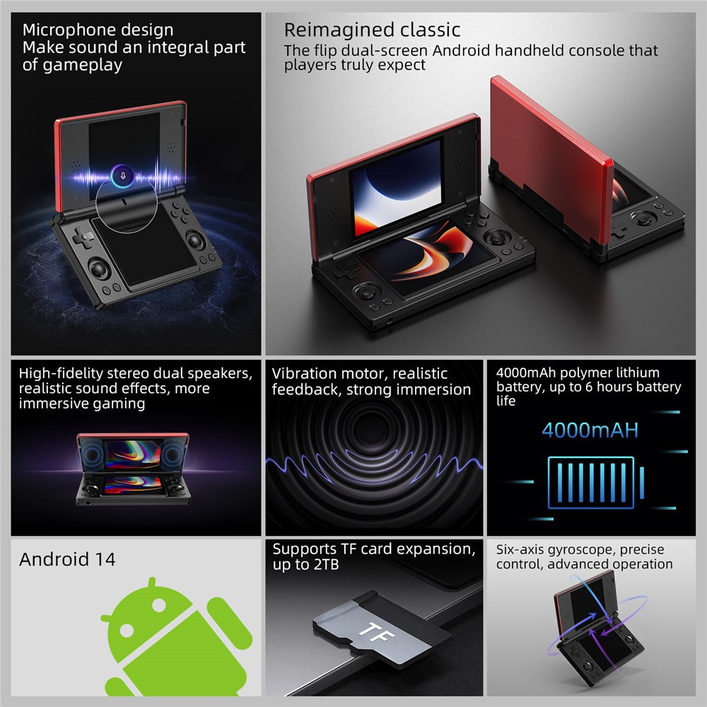 ANBERNIC 128G RG DS Handheld Game Console Retro Arcade Android Open Source Console with Dual IPS Screens