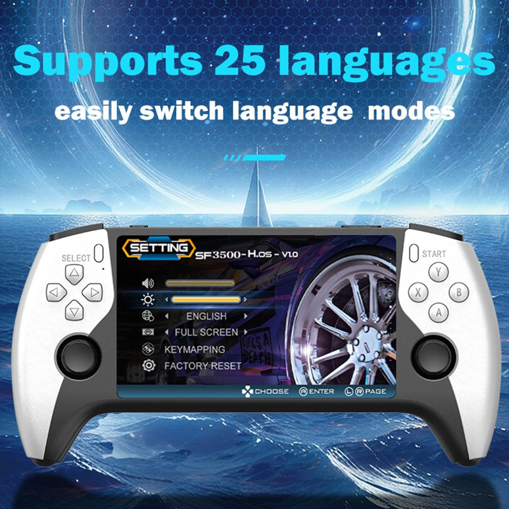 SF3500 Retro Handheld Game Console 5 Inch IPS Screen HD TV Output Dual Joystick Portable Gaming Device