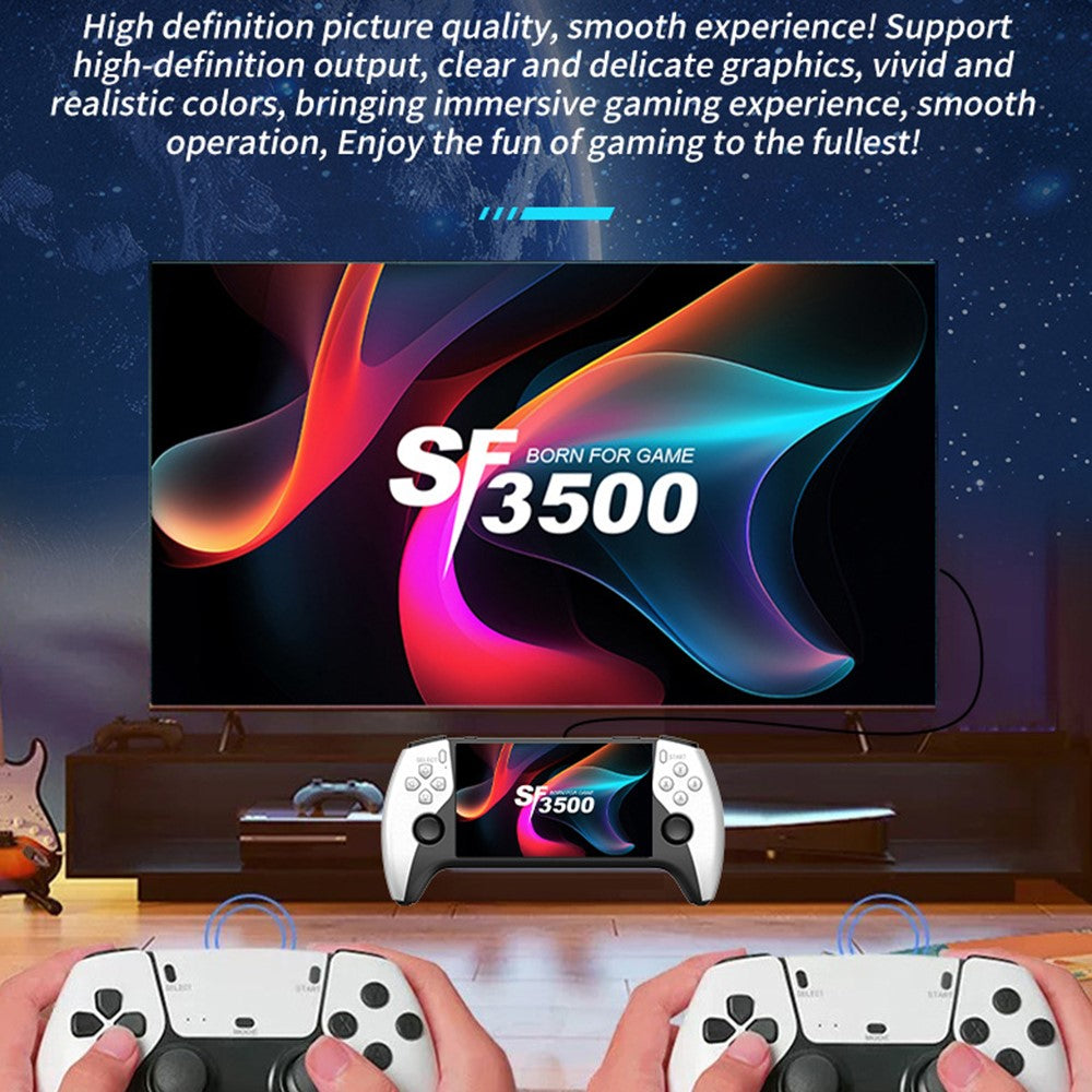 SF3500 Retro Handheld Game Console 5 Inch IPS Screen HD TV Output Dual Joystick Portable Gaming Device