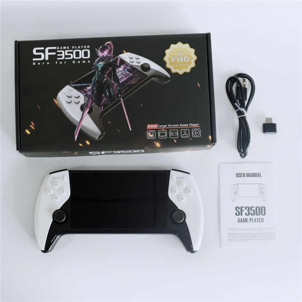 SF3500 Retro Handheld Game Console 5 Inch IPS Screen HD TV Output Dual Joystick Portable Gaming Device