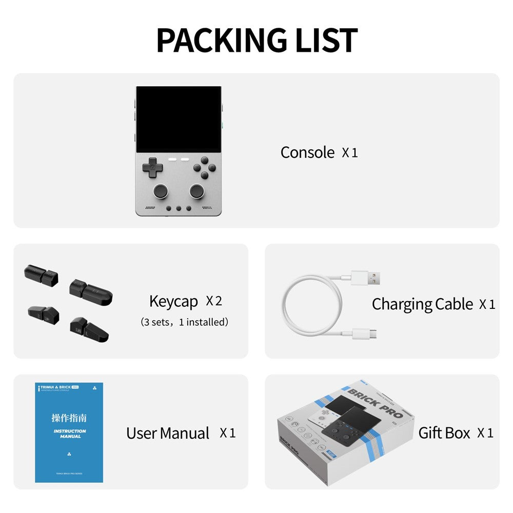 TRIMUI Brick Pro Handheld Game Console without TF Card Dual Hall Joysticks 3.95 inch IPS Screen Linux Retro Gamepad