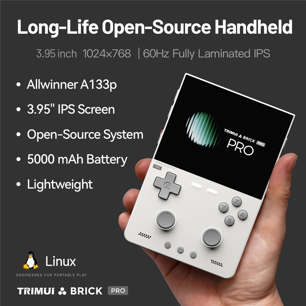TRIMUI Brick Pro Handheld Game Console without TF Card Dual Hall Joysticks 3.95 inch IPS Screen Linux Retro Gamepad