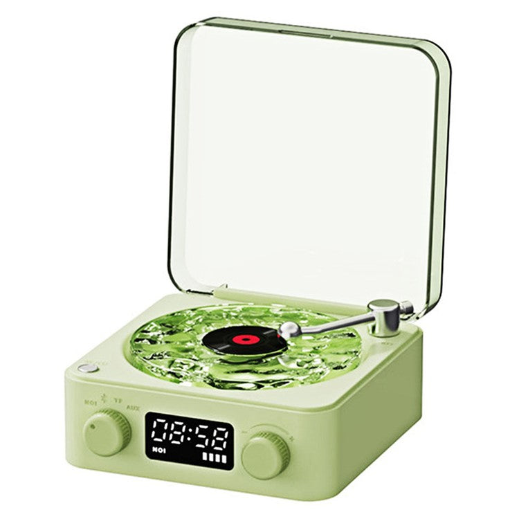 Vinylskivspelare Trådlös Bluetooth-kompatibel högtalare med klocka och projektionsljus