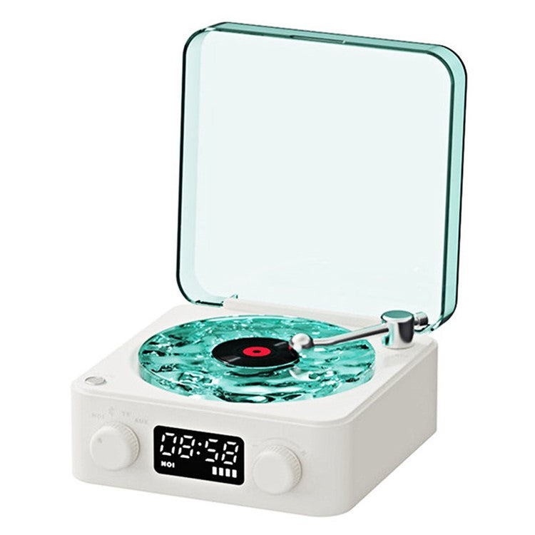 Vinylskivspelare Trådlös Bluetooth-kompatibel högtalare med klocka och projektionsljus