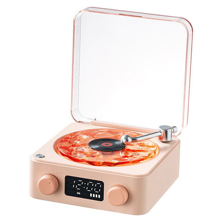 Vinylskivspelare Trådlös Bluetooth-kompatibel högtalare med klocka och projektionsljus