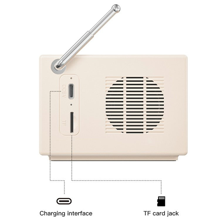 BT 5.0 White Noise Sleep Speaker Retro Mini TV Design Sound Box Wireless Music Player with FM Radi