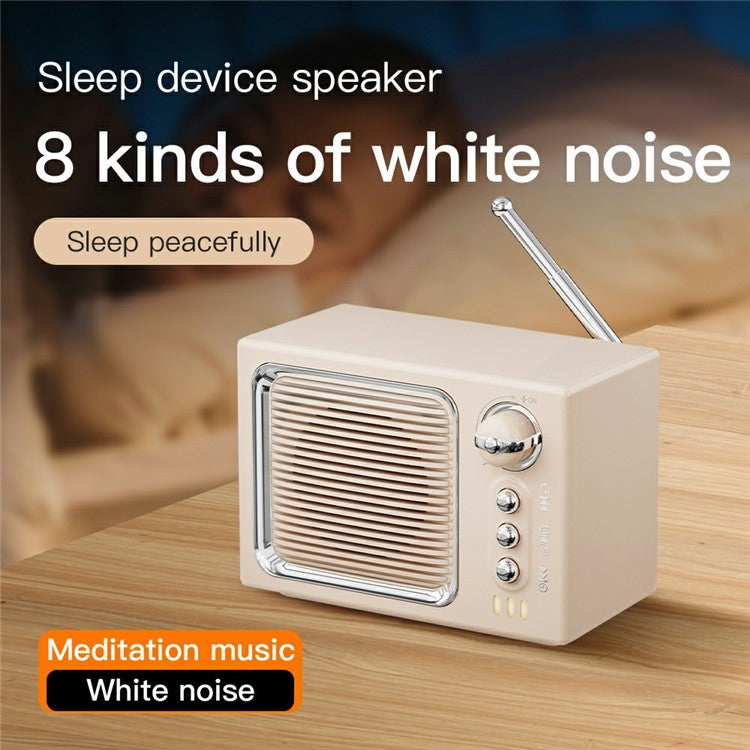 BT 5.0 White Noise Sleep Speaker Retro Mini TV Design Sound Box Wireless Music Player with FM Radi