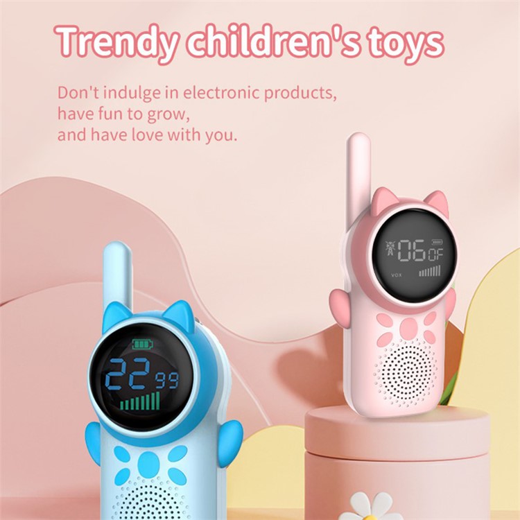 D25 1 Pair 1.5-inch Color Screen Children Walkie Talkies 3km Range Handheld Radio Interphon