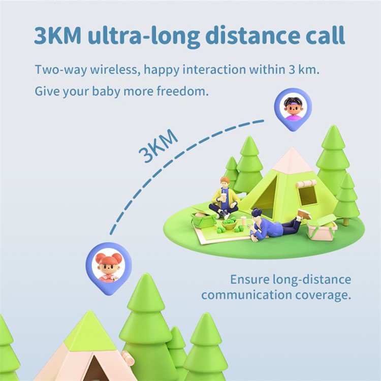 D25 1 Pair 1.5-inch Color Screen Children Walkie Talkies 3km Range Handheld Radio Interphon