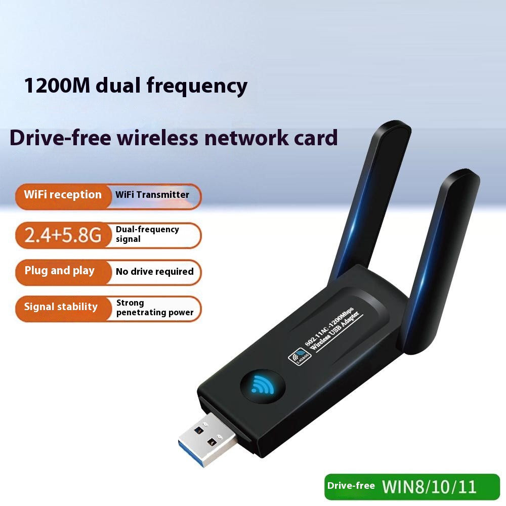 RE-1202 1200M USB3.0 Network Card 2.4G / 5G Dual Band WiFi Transmitter Receiver Adapter
