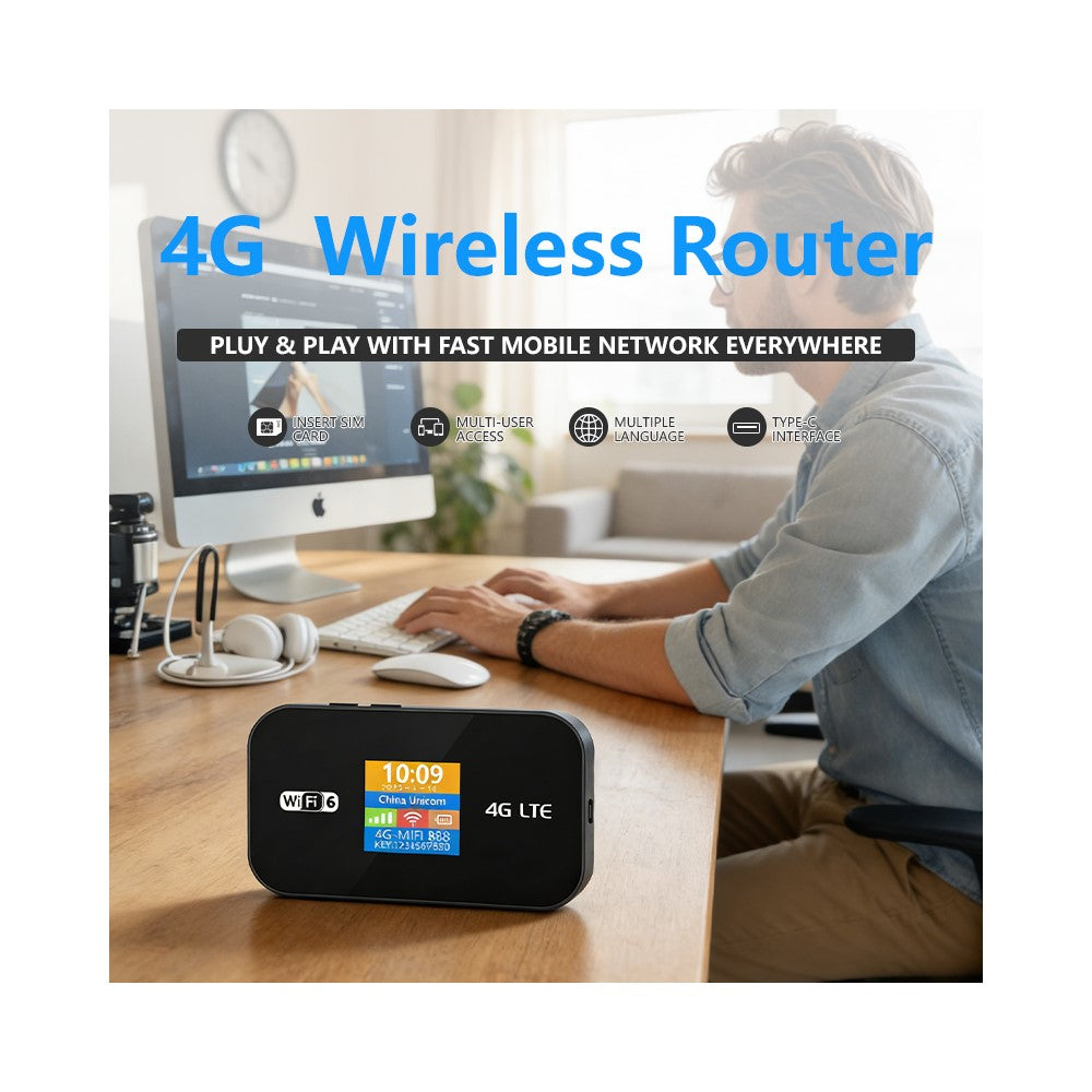 MF967P-E 4G LTE Mobile WiFi 6 Router with Color Screen 300Mbps Portable Hotspot, Eurasian Version