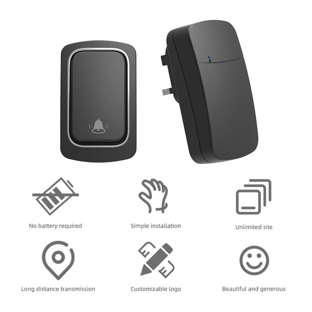 ML01 Self-powered Wireless Door Bell 38 Ringtones Home Intelligent Alarm System, 1 Transmitter+1 Receiver