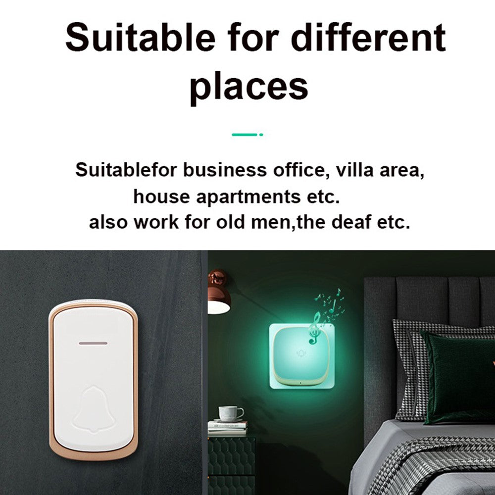 B209 Home Wireless Doorbell Colorful Light Remote Smart Calling Bell, 1 Transmitter+2 Receivers