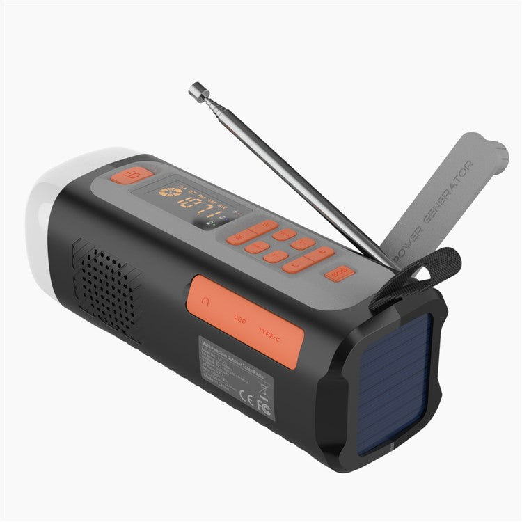 LR-7A 4500mAh Utomhuscamping AM / FM / SW Handvev Solar Radio trådlös högtalare