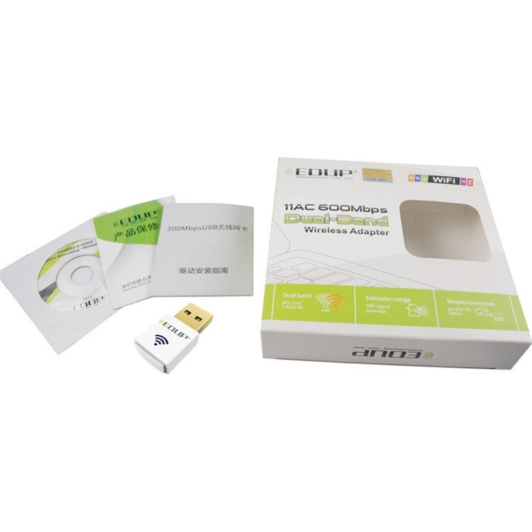 EDUP 600Mbps Mini Wireless Dual Band WiFi USB Adapter EP-AC1619