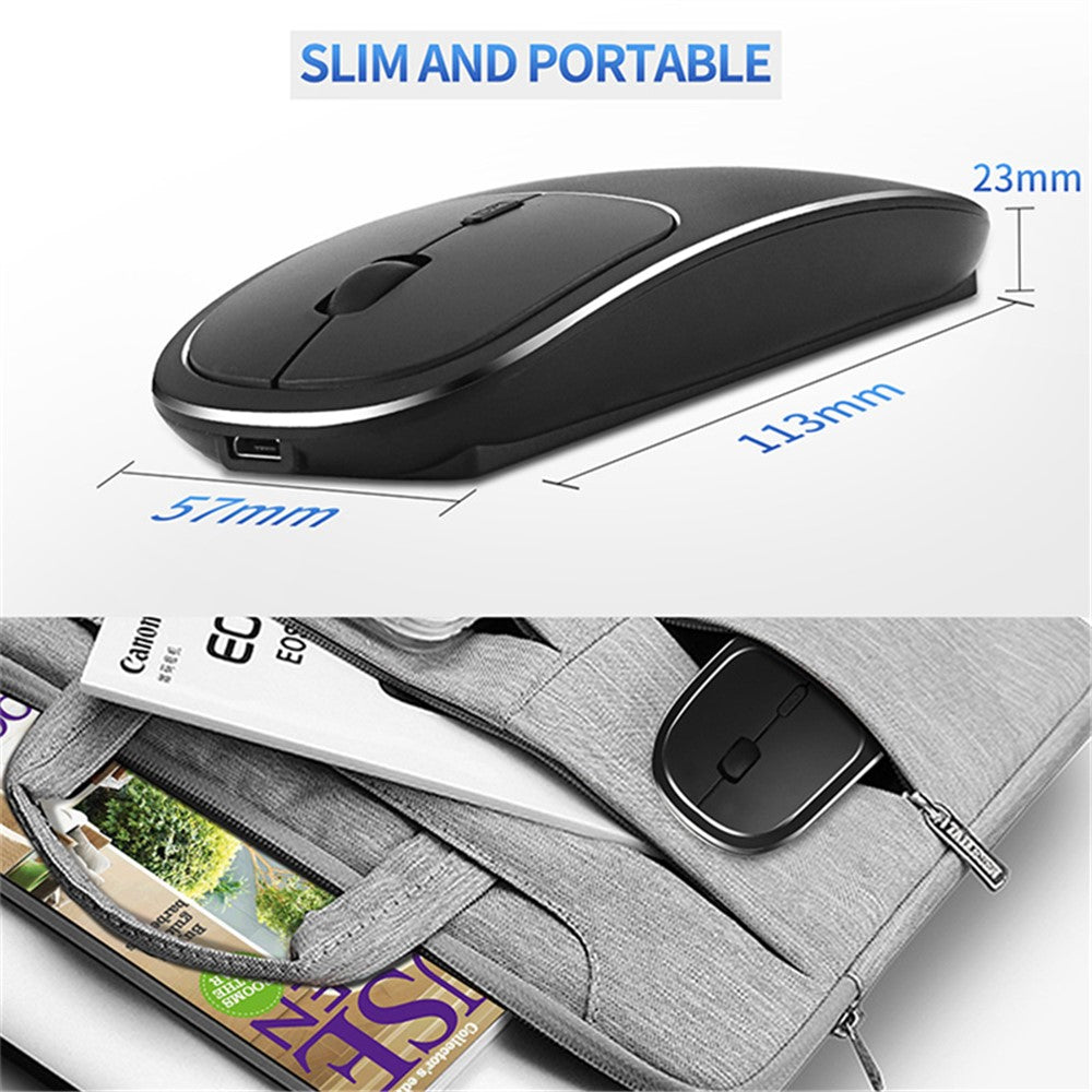2.4G Wireless Computer Laptop Mouse Rechargeable Aluminium Alloy Mice with Type-C Adapter