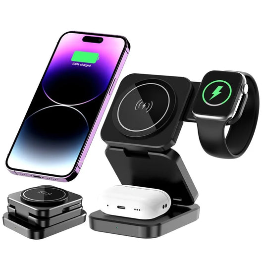 A390 3-i-1 15W Snabbladdning Magnetisk Trådlös Laddare