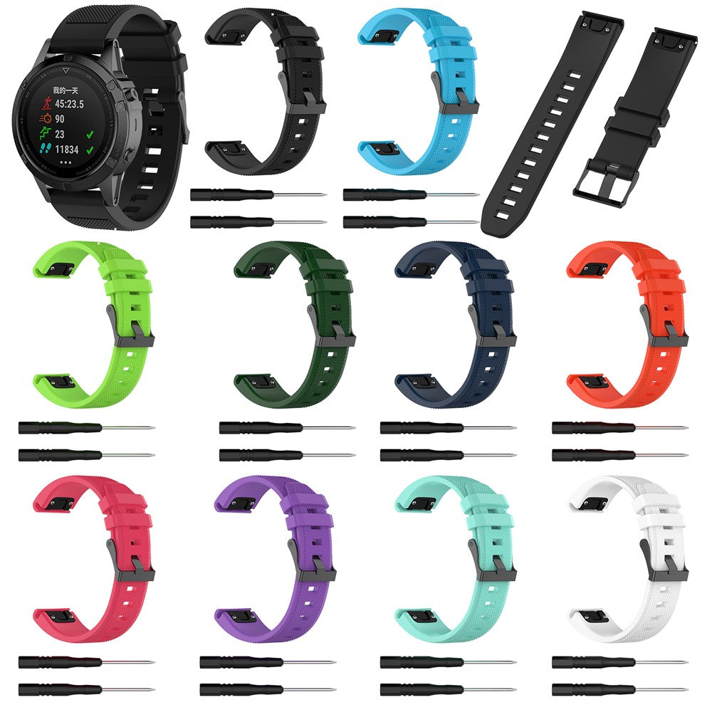 22mm Silicone Watch Band for Garmin Fenix 5 / Forerunner 935 945 / Quatix 5 / Quatix 5 Sapphire / Approach S60 Twill Texture Wrist Strap