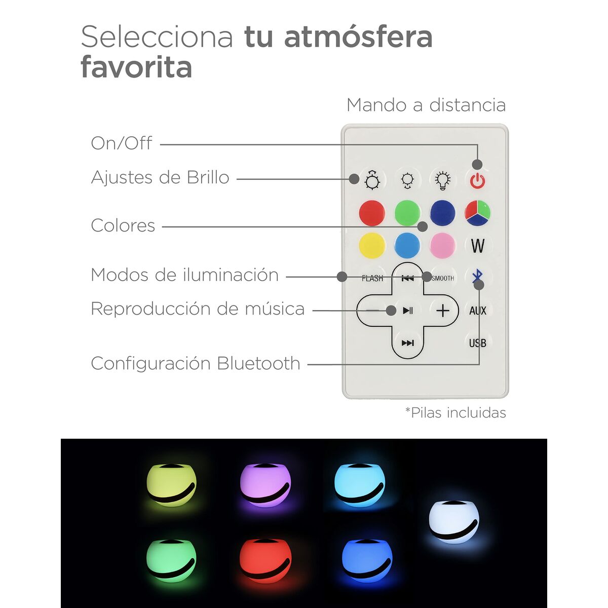 Bluetooth-högtalare med LED-ljus KSIX Bubble White 5 W Bärbar