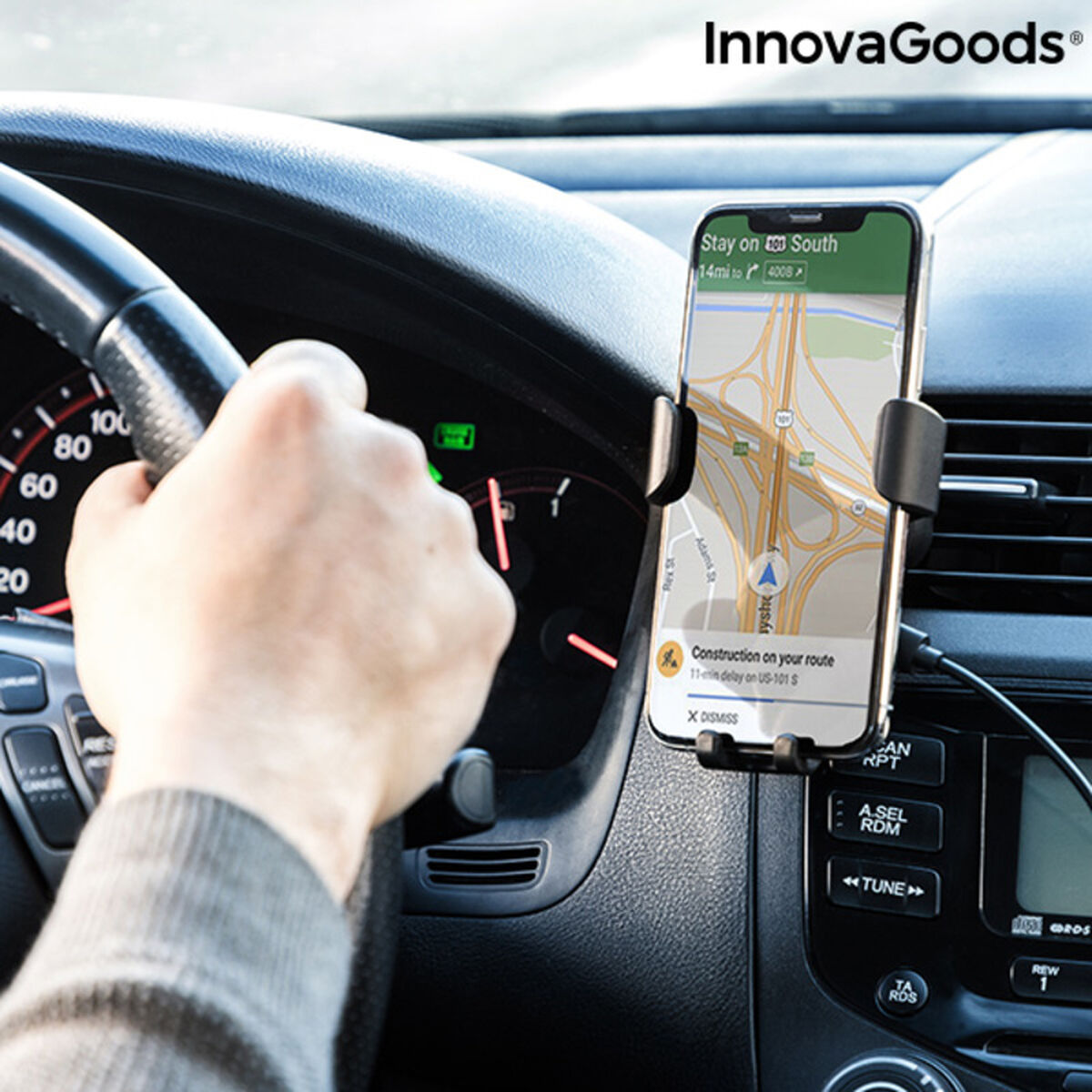 Mobiltelefonhållare med trådlös laddare för bilar Wolder InnovaGoods