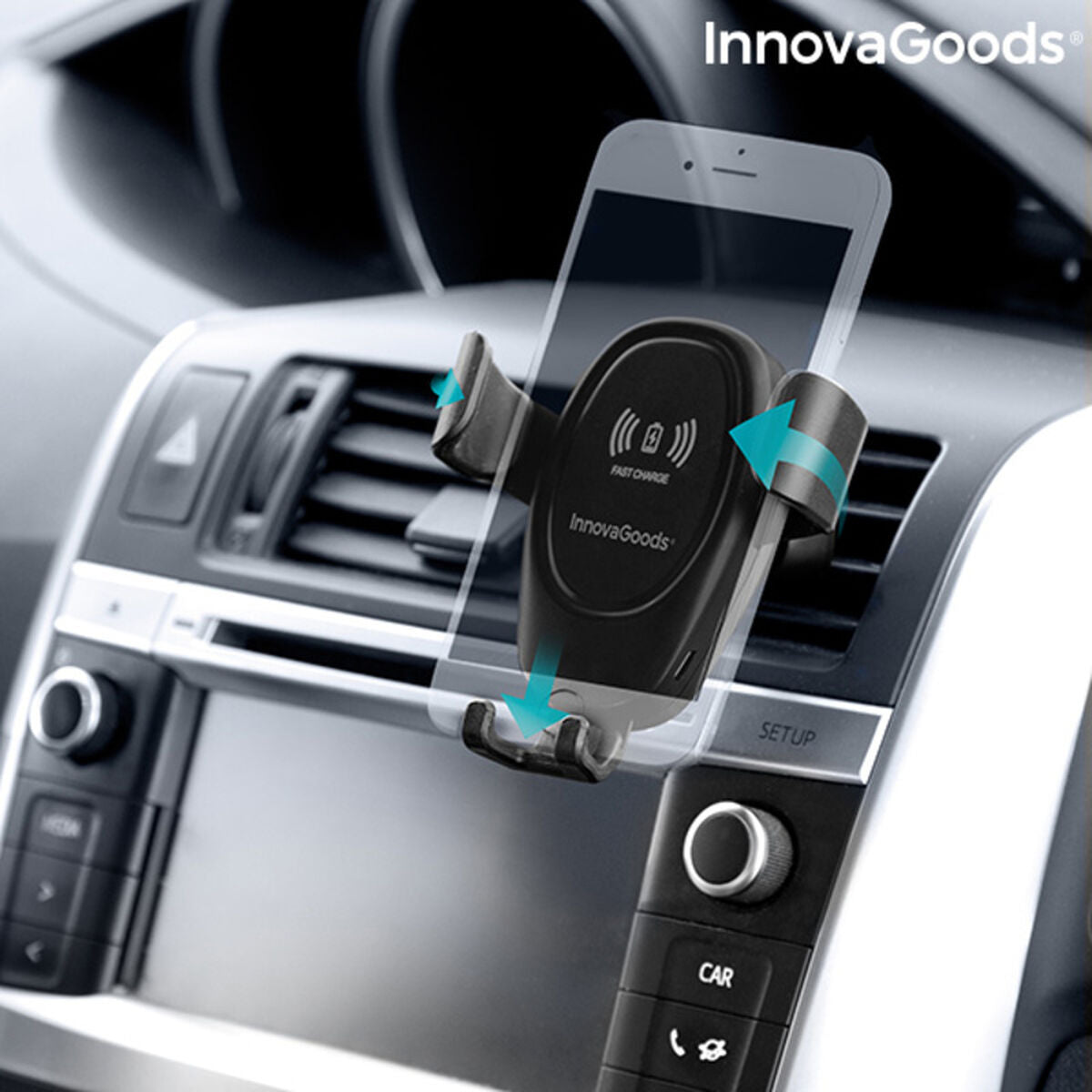 Mobiltelefonhållare med trådlös laddare för bilar Wolder InnovaGoods