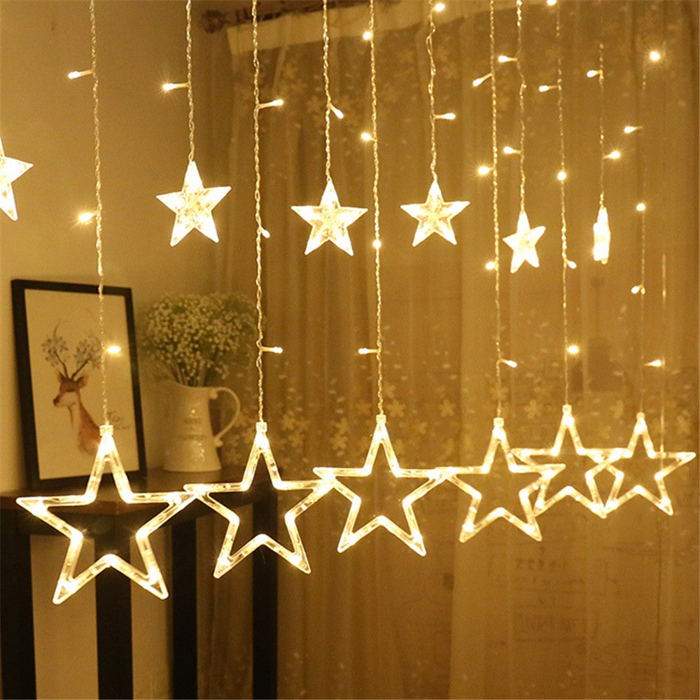 Curtain Light 12 Stars 138 Leds Drop Fairy String Light Waterproof Indoor Outdoor 8 Modes Decorative Lamp