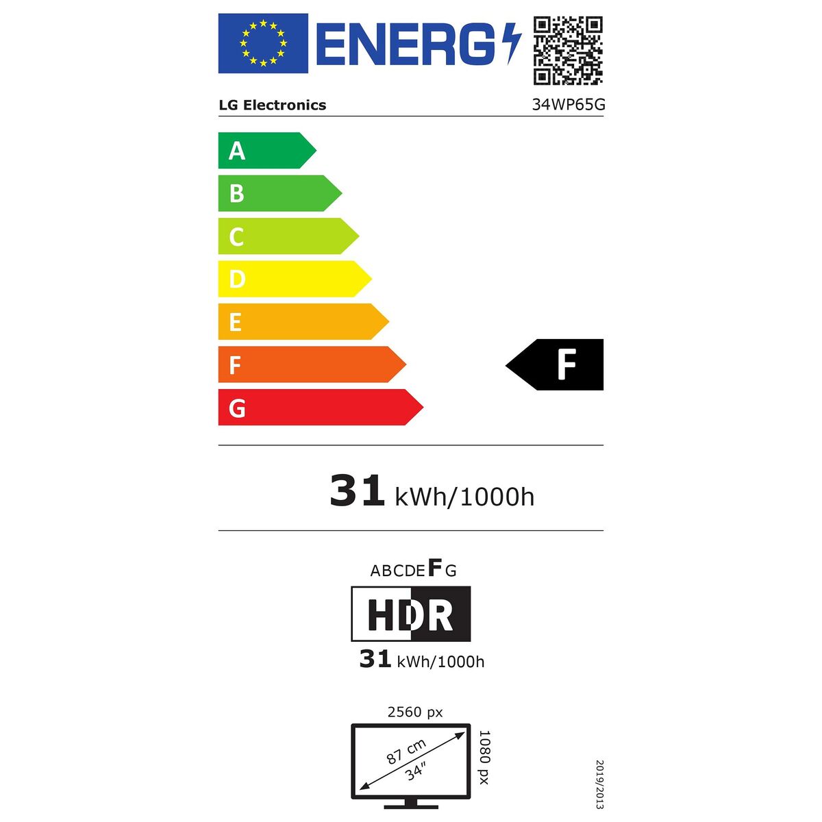 Skärm LG 34WP65G-B IPS FULL HD IPS 2560 x 1080 px 50-60 Hz 34" 34"
