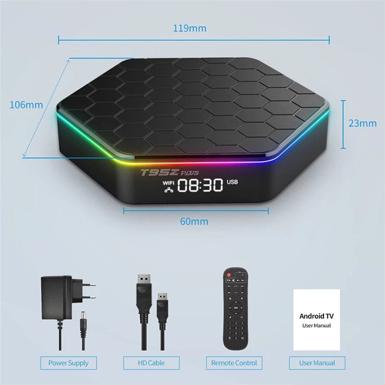 T95z plus Android 12.0 TV Box 2GB+16GB EU Plug Quad Core 6K HD Video Player WiFi Bluetooth-kompatibel 5.0 Set Top Box