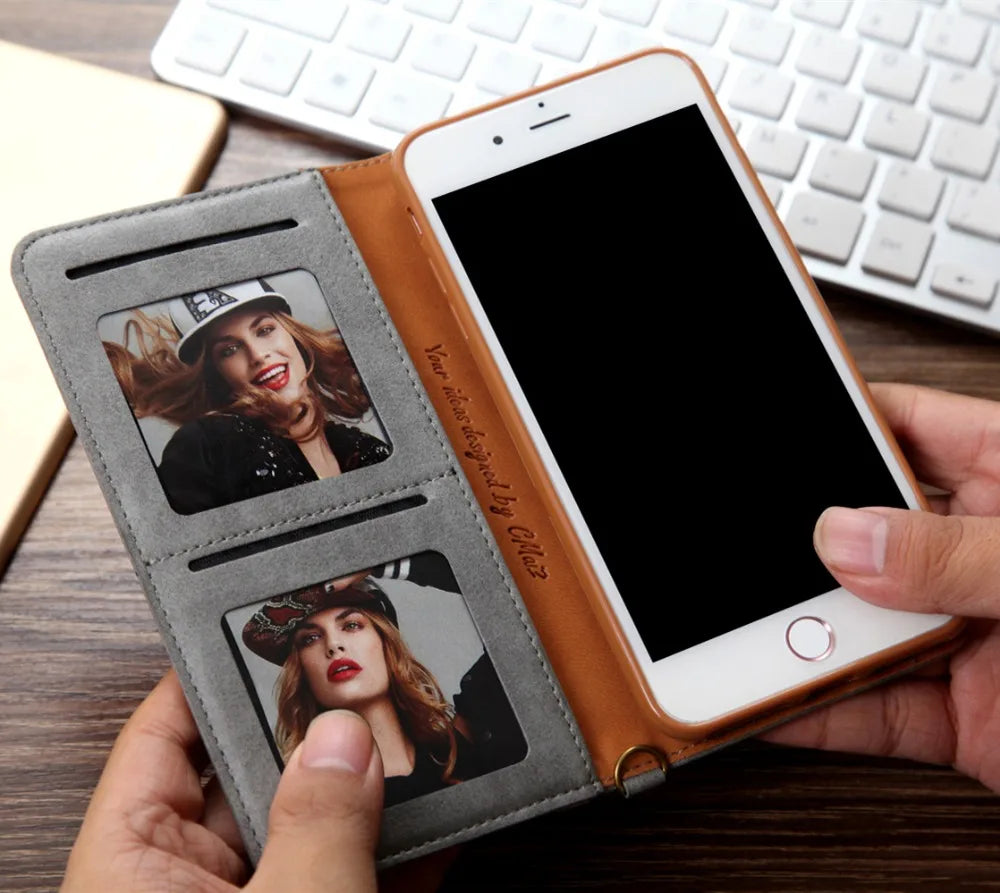 För iPhone 7 & 8 Plus skal Läder Magnetiskt Flip-fodral