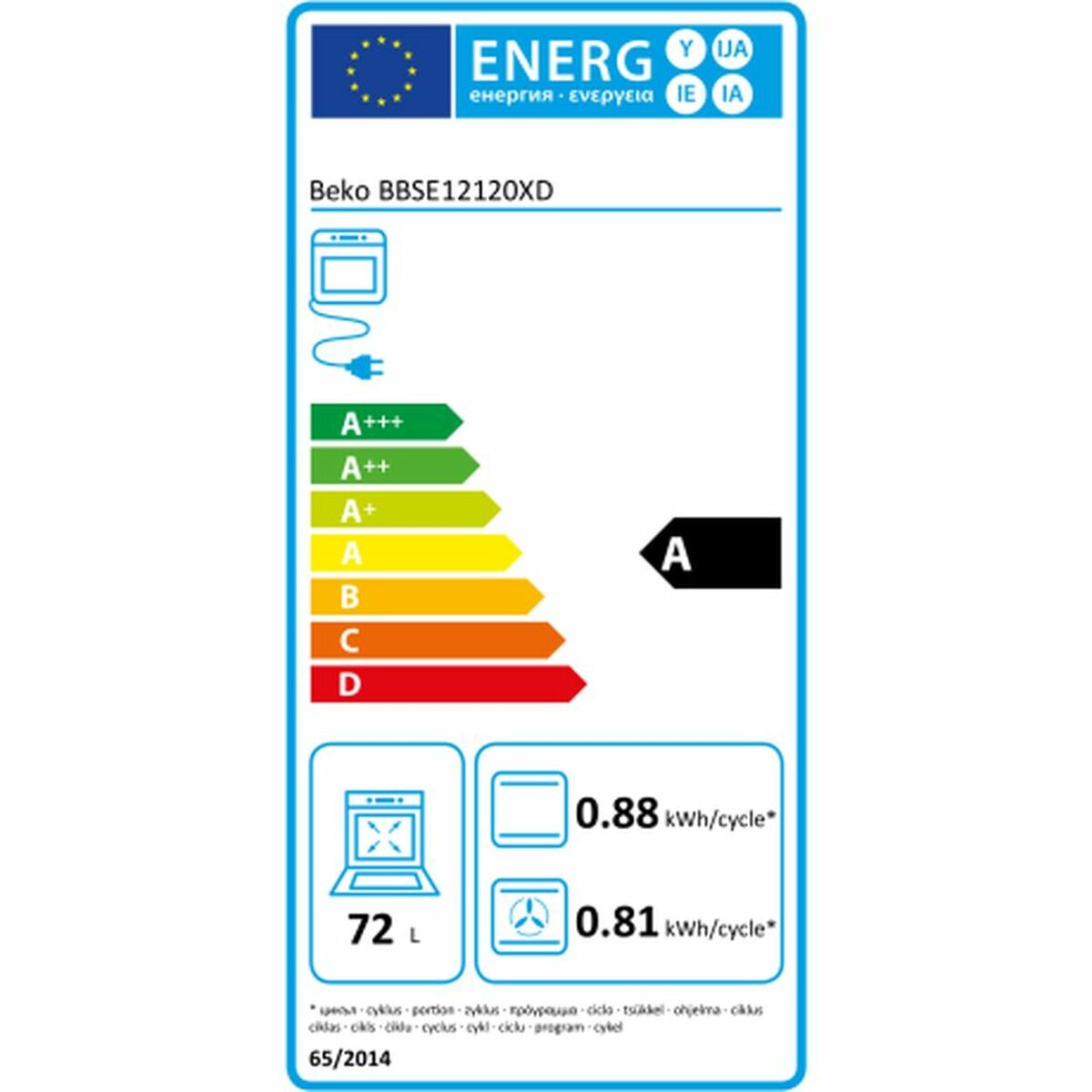 Flerfunktionsugn BEKO BBSE12120XD 72 L