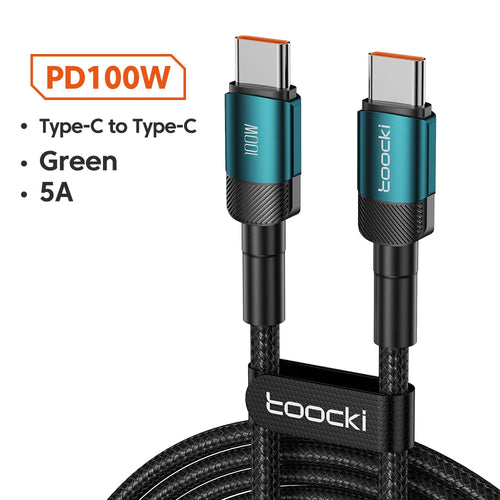 Toocki 100W Typ C till USB C-kabel PD 3.0 Snabbladdning
