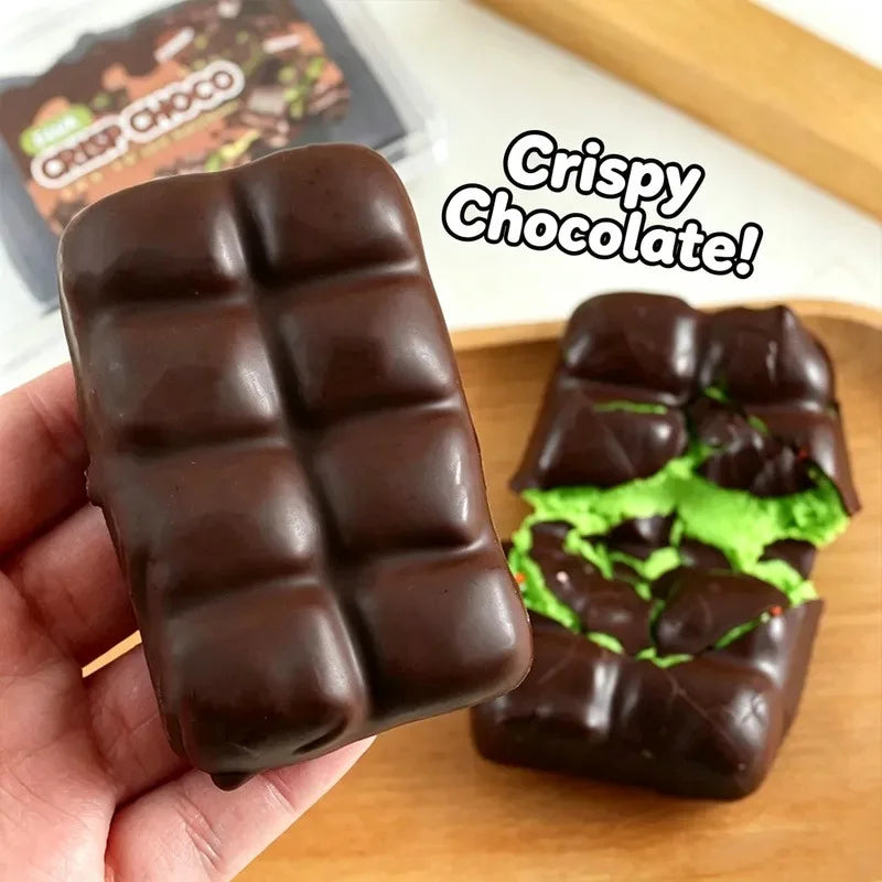 Crispy Clay Filled Chocolate Squishy Fidget Squeeze Toy Crunch Texture Stress Relief Desk Toy For Adults Anti Anxiety Hand Gift