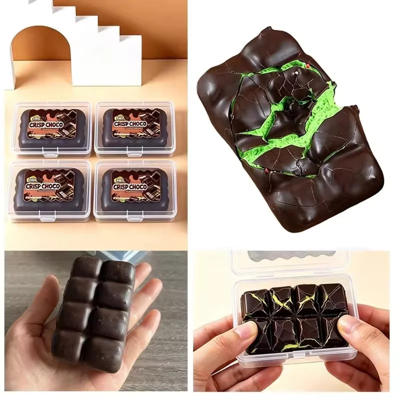 Crispy Clay Filled Chocolate Squishy Fidget Squeeze Toy Crunch Texture Stress Relief Desk Toy For Adults Anti Anxiety Hand Gift