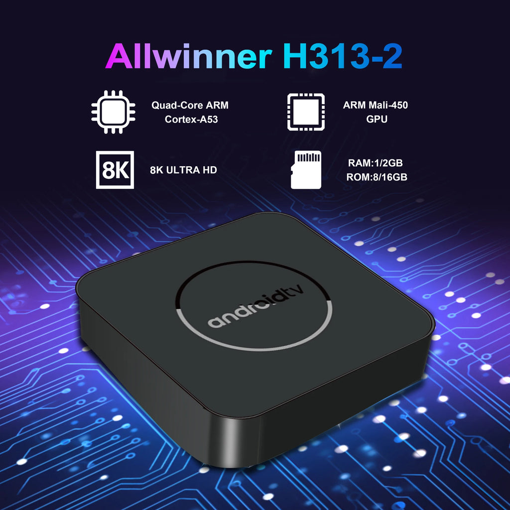 Android TV Box Allwinner H313 TV Box 8K Set Top Box 2.4G&5G Wifi Smart TV Box Streaming Video Media Player 2GB 16GB