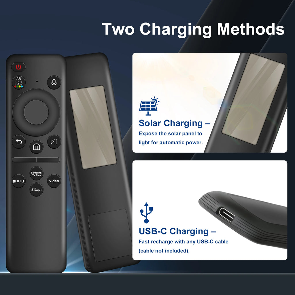 Solar Voice Remote Control for Samsung Smart TVs 2019-2024 Neo QLED OLED Smart TV Charging Replacement Voice Remote