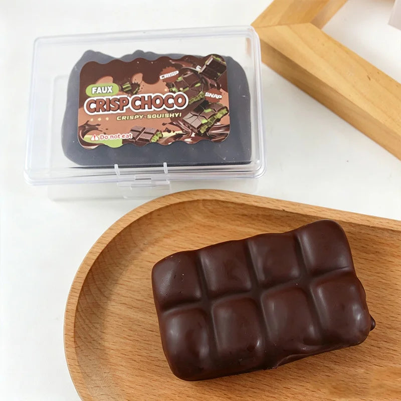 Crispy Clay Filled Chocolate Squishy Fidget Squeeze Toy Crunch Texture Stress Relief Desk Toy For Adults Anti Anxiety Hand Gift
