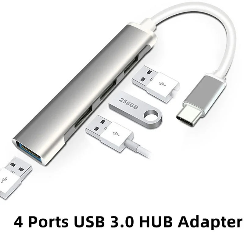 4 In 1 Multi Ports HUB USB 3.0 Type C HUB Expander Splitter HUB High Speed OTG Adapter For Laptops PC Hard Drive Mouse Keyboard