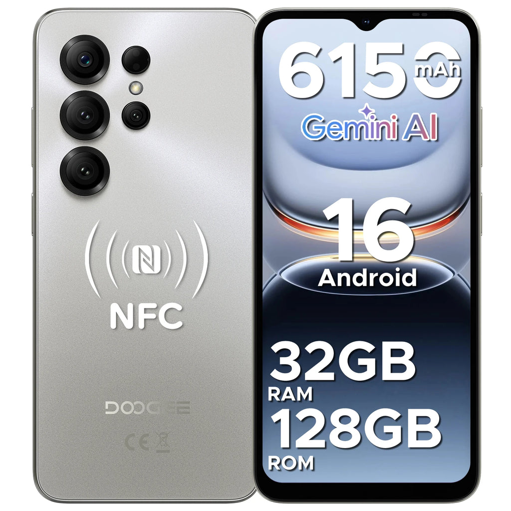 DOOGEE Note56X Pro Android 16 Smart Phone 6.56" 6150mAh Battery 32GB RAM(4+28) 128GB ROM Support Google Pay Widevine L1 Phone