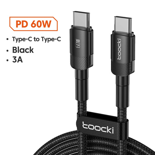 Toocki 100W Typ C till USB C-kabel PD 3.0 Snabbladdning