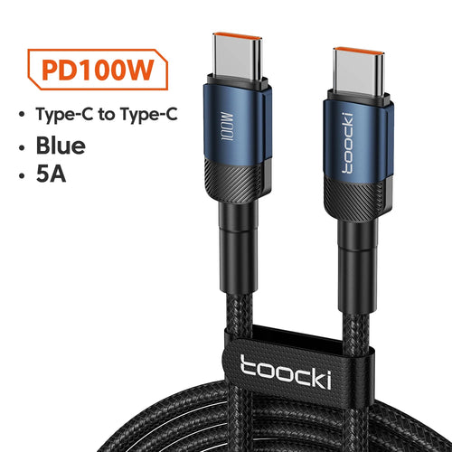 Toocki 100W Typ C till USB C-kabel PD 3.0 Snabbladdning
