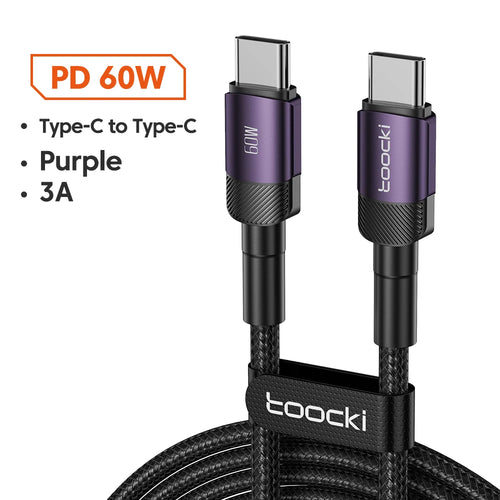 Toocki 100W Typ C till USB C-kabel PD 3.0 Snabbladdning