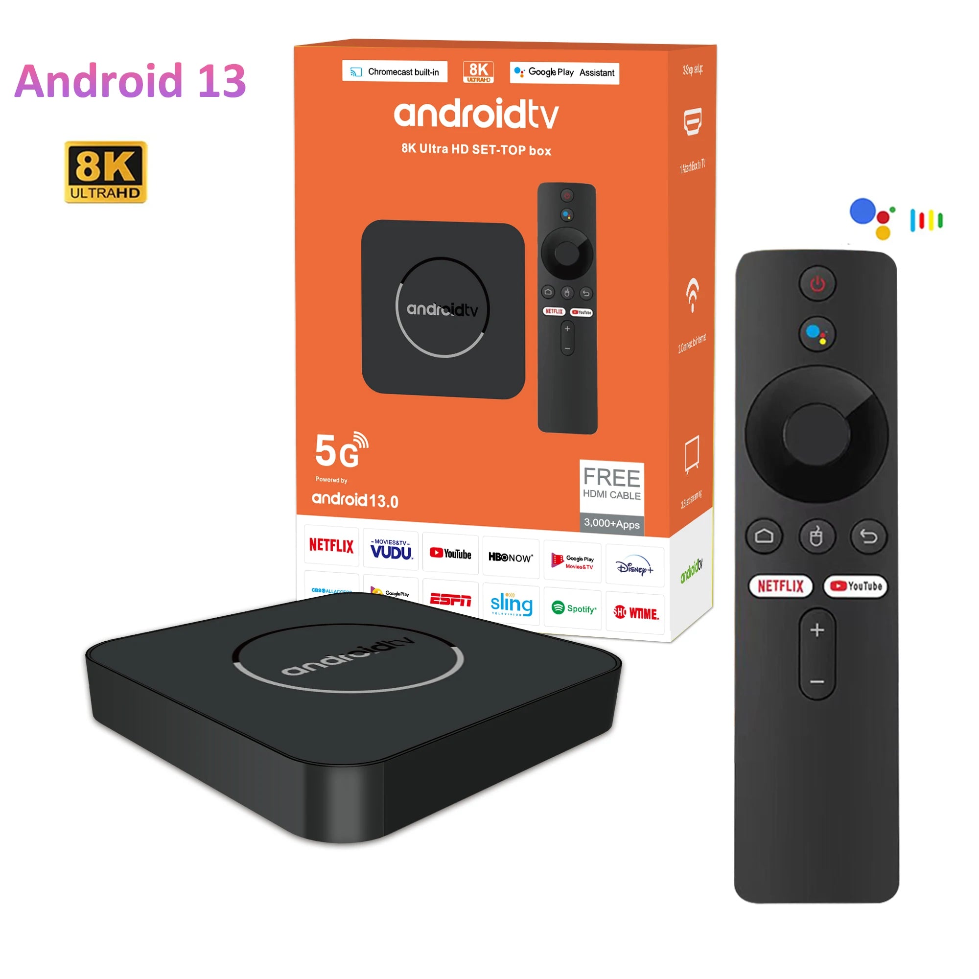 Android TV Box Allwinner H313 TV Box 8K Set Top Box 2.4G&5G Wifi Smart TV Box Streaming Video Media Player 2GB 16GB
