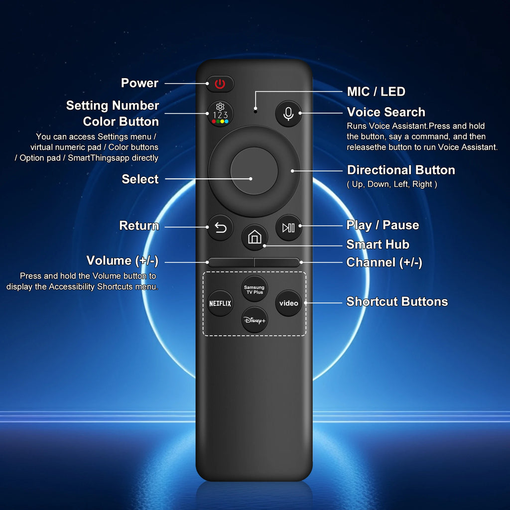 Solar Voice Remote Control for Samsung Smart TVs 2019-2024 Neo QLED OLED Smart TV Charging Replacement Voice Remote