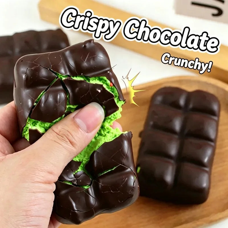 Crispy Clay Filled Chocolate Squishy Fidget Squeeze Toy Crunch Texture Stress Relief Desk Toy For Adults Anti Anxiety Hand Gift